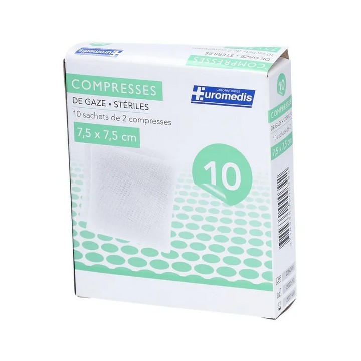 Compresses stériles tissées 7,5 x 7,5 cm à La Réunion