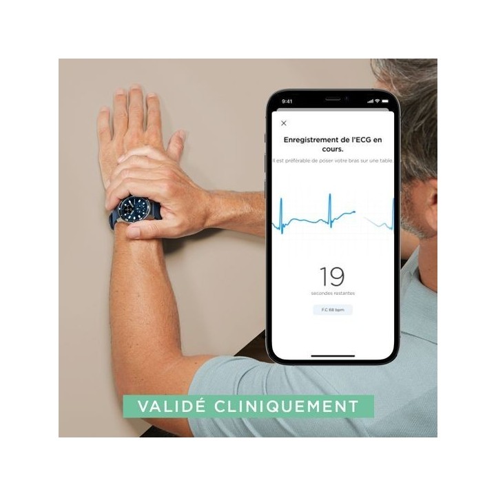 Montre ECG connectée Réunion - NOVA Scanwatch 43mm Bleue