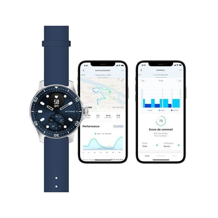 Montre ECG connectée Réunion - NOVA Scanwatch 43mm Bleue