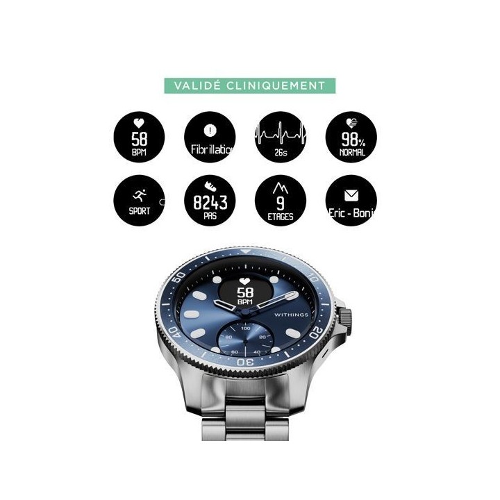 Montre ECG connectée Réunion - NOVA Scanwatch 43mm Bleue