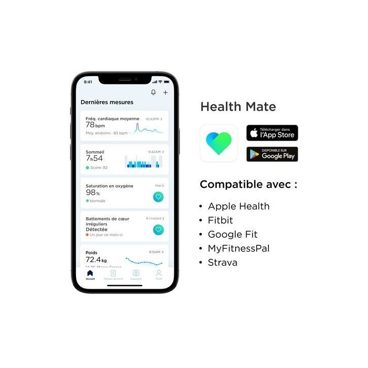 Montre ECG connectée Réunion - NOVA Scanwatch 43mm Bleue