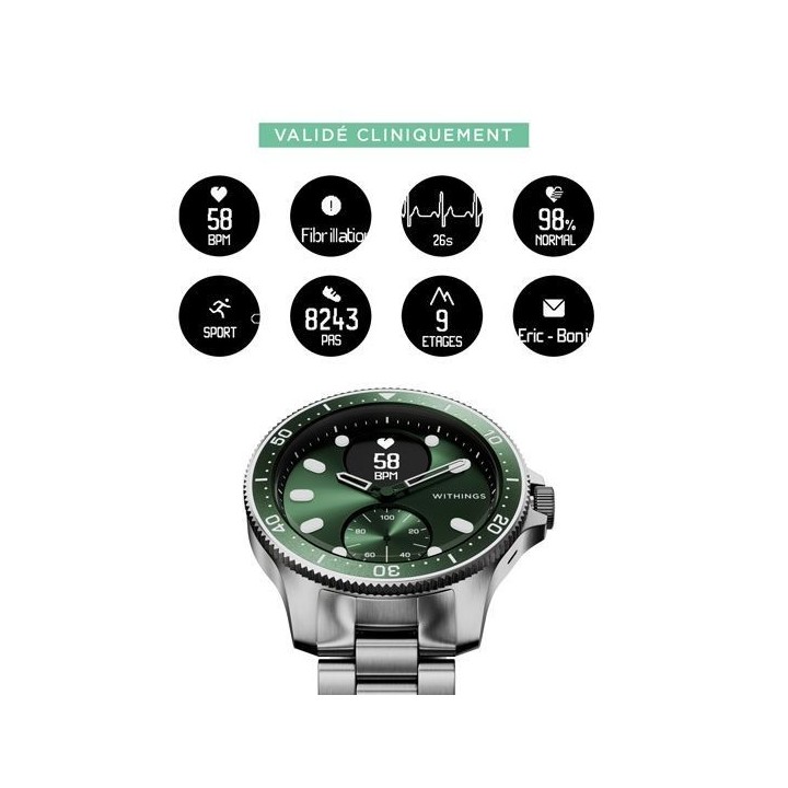 Montre connectée Réunion - NOVA Scanwatch 43mm Verte